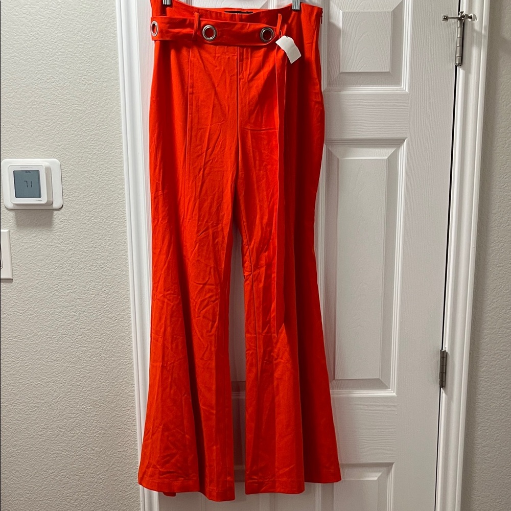 Akira Bright Orange Super Flared Pants with removable tie Belt